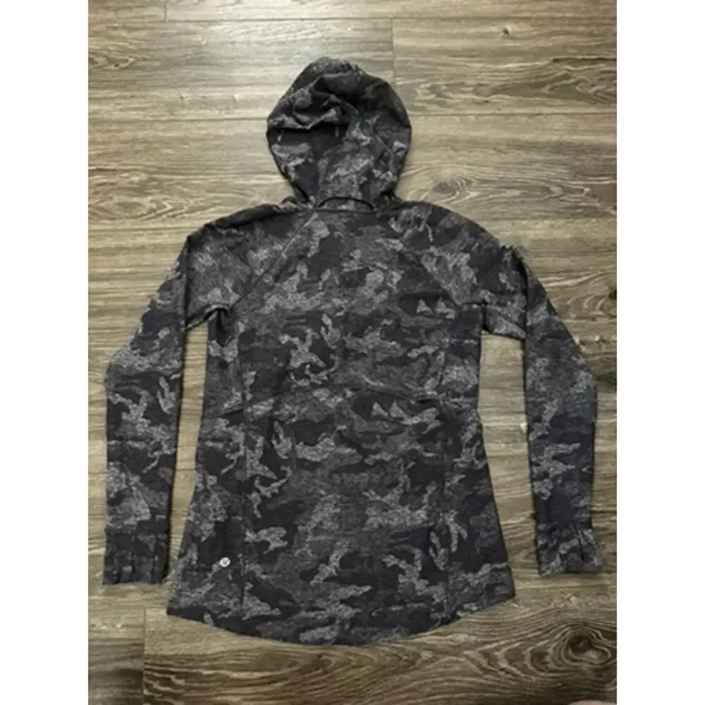Lululemon Warm Stabilizer 1/2 Zip Hoodie Incognito Camo HTR Black size 6
